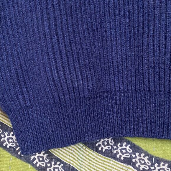 NAADAM Navy Blue Merino Wool/ Cashmere Blend Ribbed Mockneck Sweater Size Medium - Picture 7 of 16
